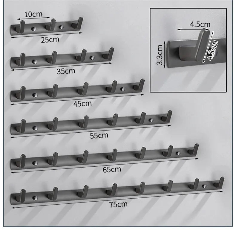 DecorBites™ Aluminum Alloy Towel Hooks Wall Mounted Bathroom Robe Holder (3-6 Hooks)