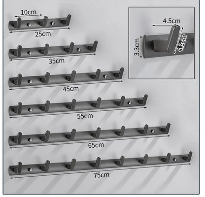 DecorBites™ Aluminum Alloy Towel Hooks Wall Mounted Bathroom Robe Holder (3-6 Hooks)