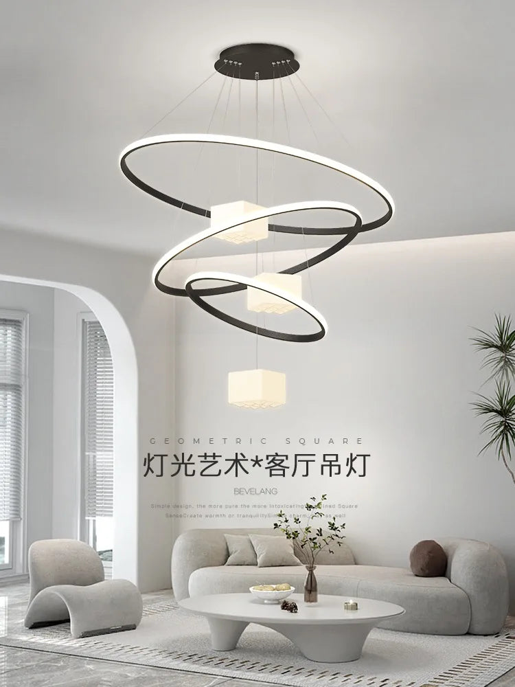 DecorBites™ LED Chandelier: Modern White Hanging Light for Living Room Kitchen, Indoor Decor Lamps