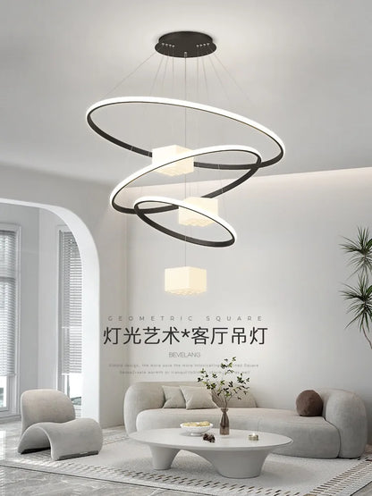 DecorBites™ LED Chandelier: Modern White Hanging Light for Living Room Kitchen, Indoor Decor Lamps