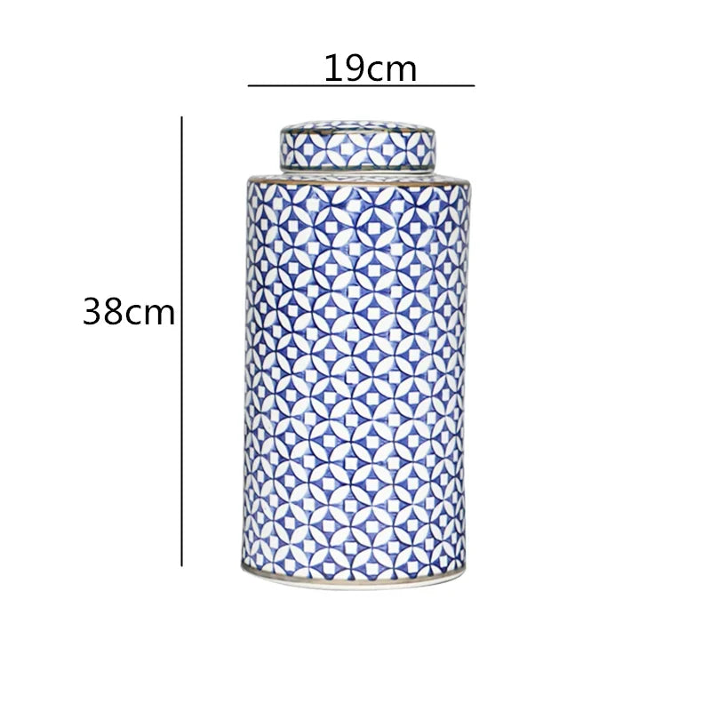 DecorBites™ Chinese Retro Ceramics Golden Vase with Cover for Home Décor and Organization