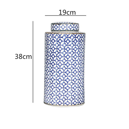 DecorBites™ Chinese Retro Ceramics Golden Vase with Cover for Home Décor and Organization