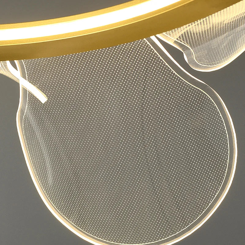 DecorBites™ Gold Ring LED Pendant Light with Adjustable Dimming and Clear Acrylic Design