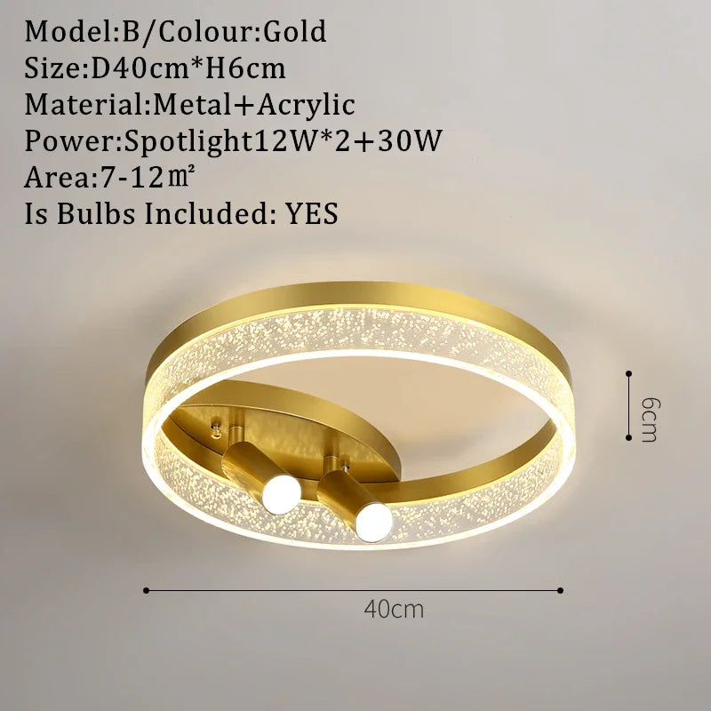 DecorBites™ Gold LED Ceiling Lights Remote Control Dimmable Living Room Kitchen Lighting