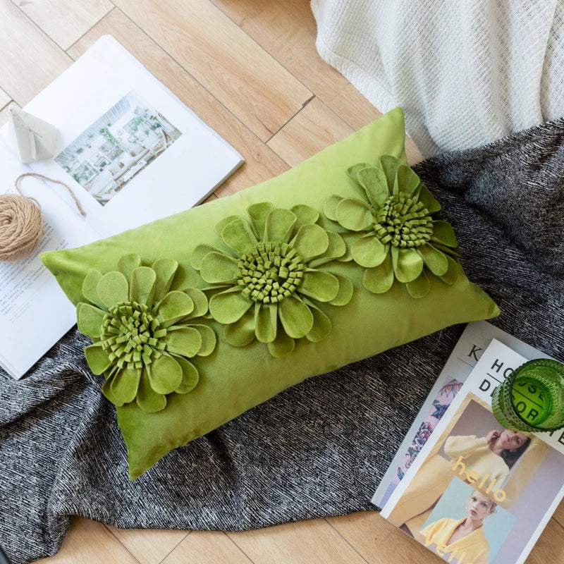 Green Floral Square Pillowcase