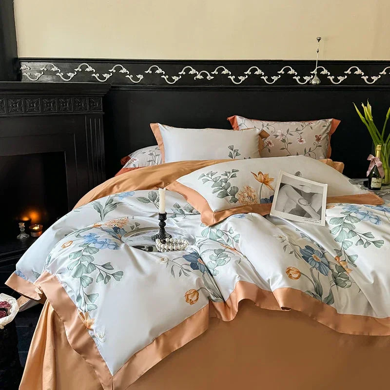 DecorBites™ Egyptian Cotton Bedding Set: Queen King Full Size Sheet Pillowcase Comforter Cover