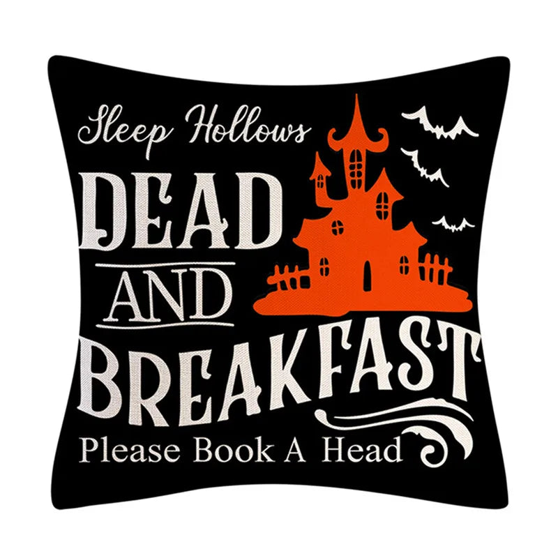 Funda de cojín de lino Decorbites™ de Halloween para la decoración del salón y el sofá - Truco o trato