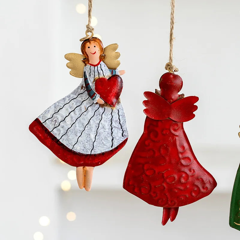 American Country Retro Old Iron Christmas Angel Girl Decoration Pendant Christmas Tree Decoration