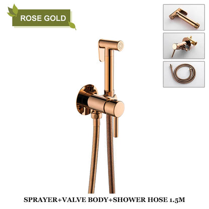 DecorBites™ Brass Bidet Spray: Gold/Black, Hot/Cold Mixer Valve, Bathroom Shattaf Sprayer