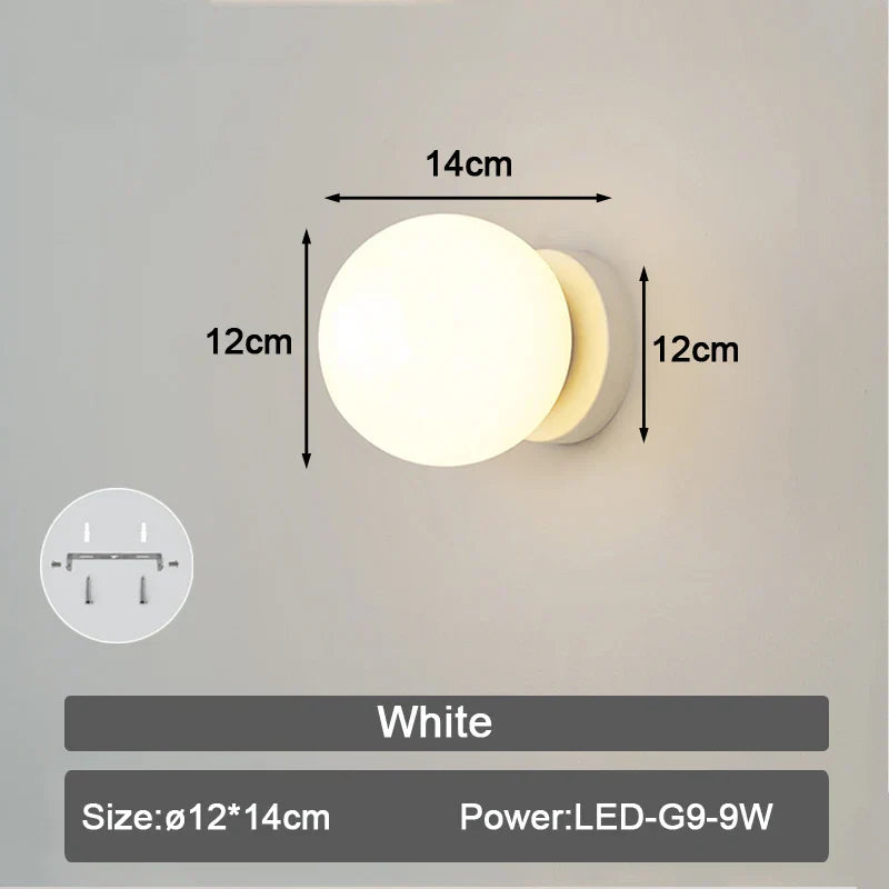 DecorBites™ Frosted Glass Ball LED Wall Lamp for Corridor, Aisle, and Bedroom