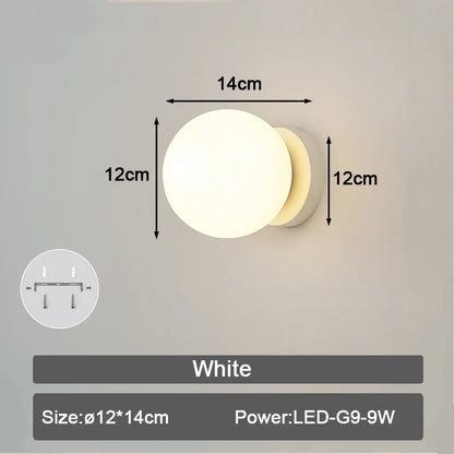DecorBites™ Frosted Glass Ball LED Wall Lamp for Corridor, Aisle, and Bedroom