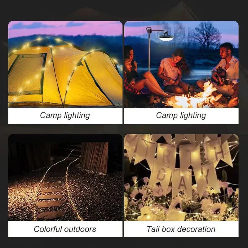 Tira de luz LED para camping DecorBites™ de 8 m de longitud, impermeable, para decoración de jardín y exteriores.