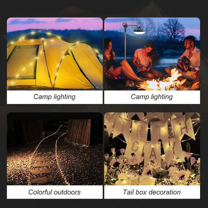 Tira de luz LED para camping DecorBites™ de 8 m de longitud, impermeable, para decoración de jardín y exteriores.