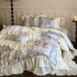 Decobites Vintage French Pastoral Lace Ruffles Bedding Set: Duvet Cover, Bed Sheet, 2 Pillowcases