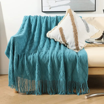 DecorBites™ Knitted Woolen Blanket - Cozy Home Accent and Travel Essential