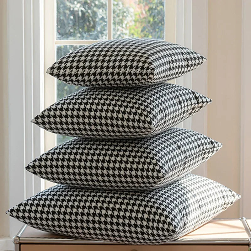 DecorBites™ Chic Houndstooth Pillow Cover - Square Weave Cushion for Modern Home