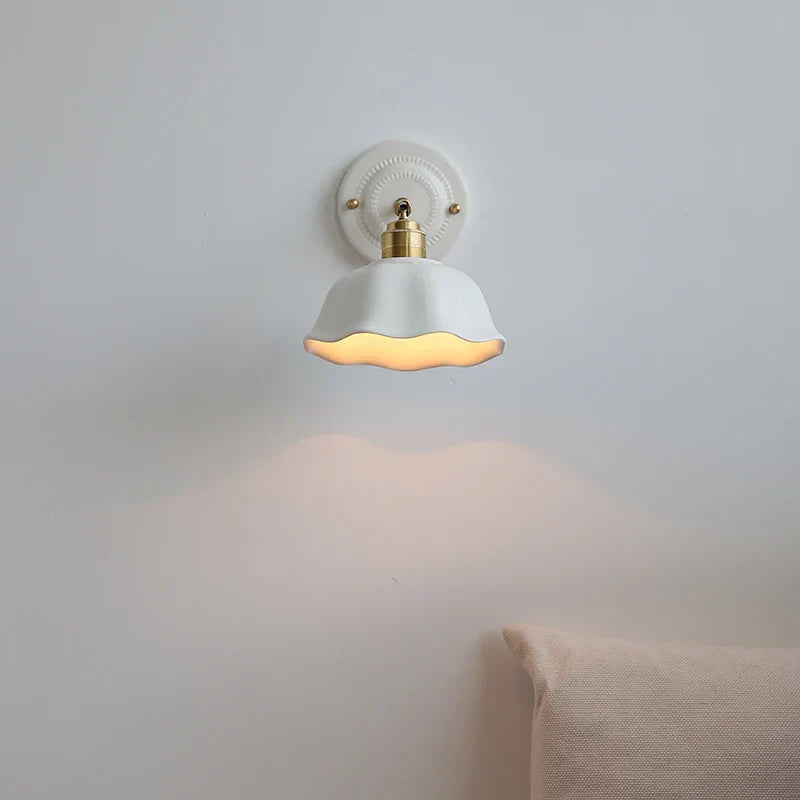 DecorBites™ Ceramic LED Wall Light with Copper Arm Socket for Bedroom Living Room