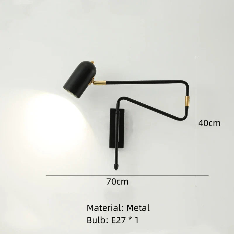 DecorBites™ LED Rotatable Wall Lamp Gold Black White Metal Sconce E27 Bulb