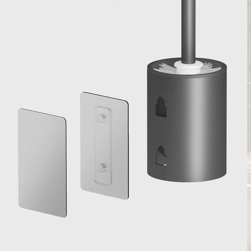 DecorBites™ Black Aluminum Toilet Brush Holder Set with Scrub Brush