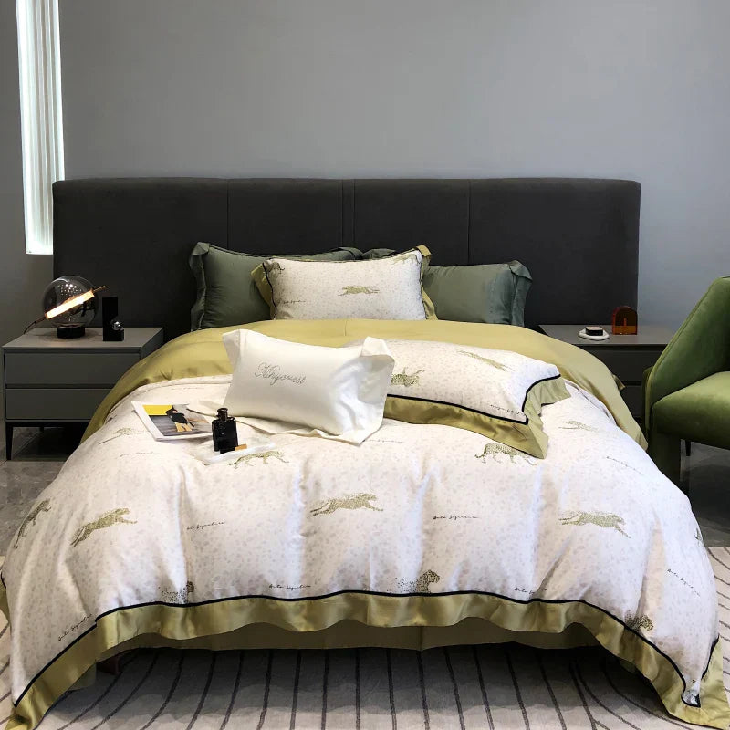 DecorBites™ Eucalyptus Lyocell Flowers Duvet Set with Sheet & Pillowcases