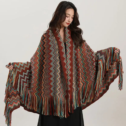 DecorBites™ Bohemian Wavy Fringe Shawl: Fashionable & Multifunctional Sofa Cover Blanket