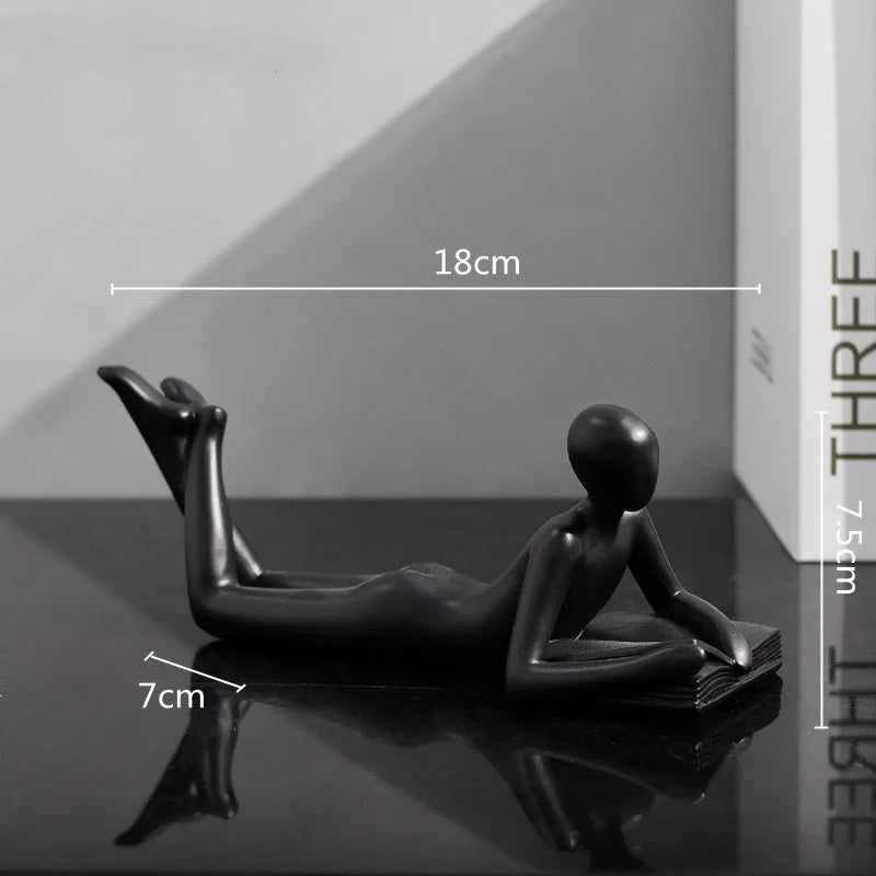 DecorBites™ Golden Thinker Reader Man Resin Figure: Abstract Home Decor Figurine