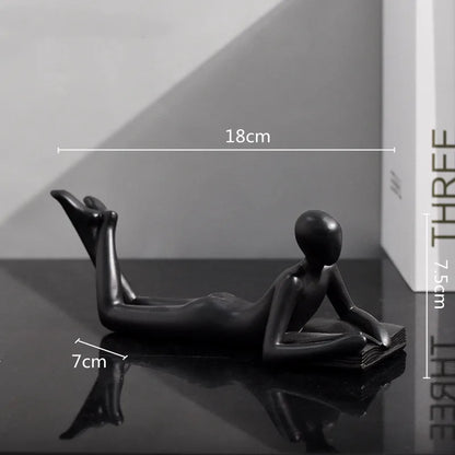 DecorBites™ Golden Thinker Reader Man Resin Figure: Abstract Home Decor Figurine