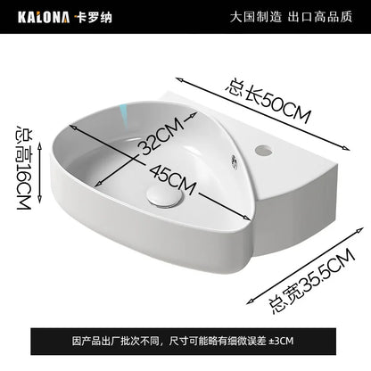 DecorBites™ Ceramic Wall Mounted Wash Basin White 500x355x160mm