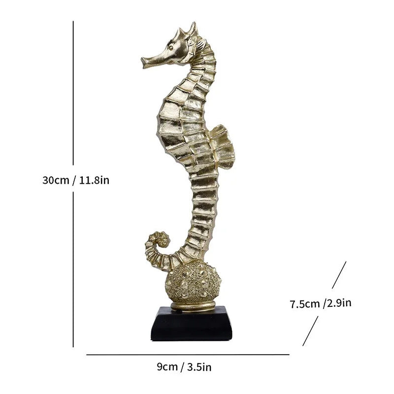 DecorBites™ Gold-plated Mermaid Statue Resin Sculpture Room Decor Marine Organism Ornament