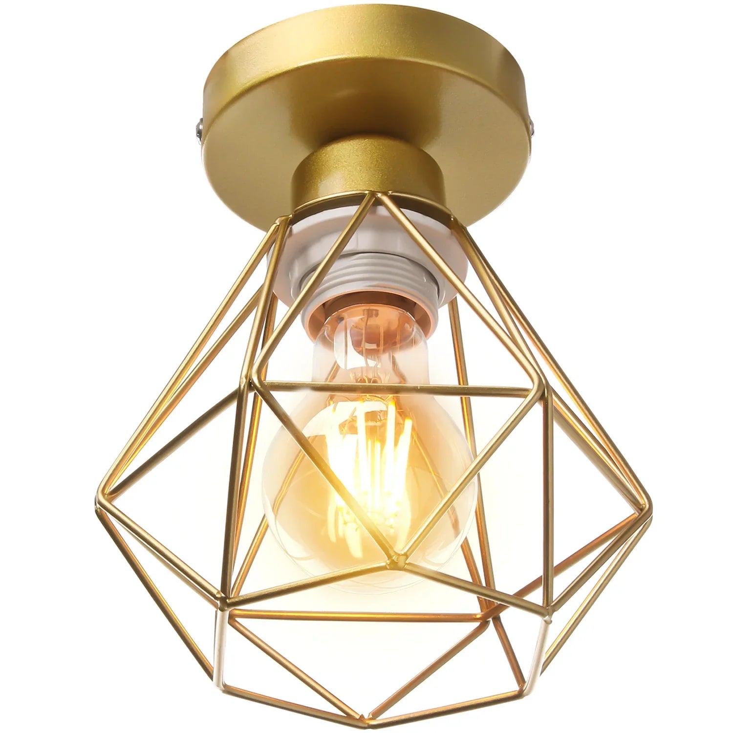 Decorbites™ Lámpara de Techo de Jaula de Hierro Dorado Moderna Decoración Nórdica Retro para Loft E27