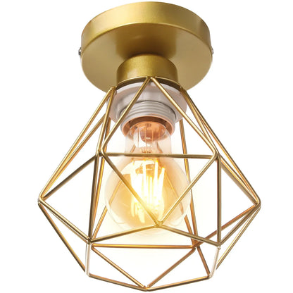 DecorBites™ Gold Iron Cage Ceiling Light Modern Nordic Decor Retro Loft Fixture E27