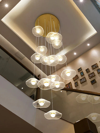 DecorBites™ Gold Acrylic Chandeliers LED Pendant Lamp Modern Staircase Living Room Lighting