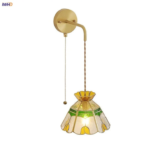 DecorBites™ Glass Wall Lamp with Pull Chain Switch and Adjustable LED Light