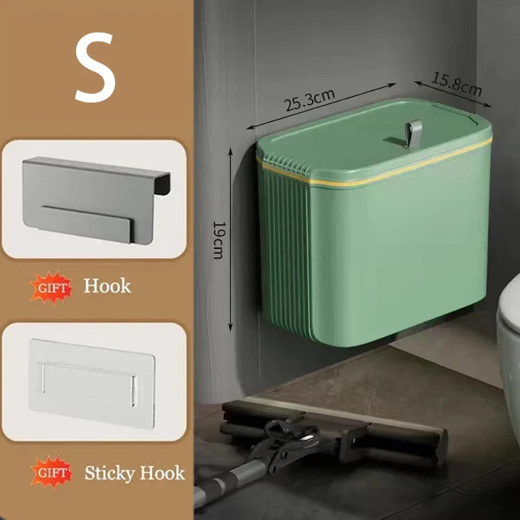 DecorBites™ Kitchen Trash Can Wall Mounted Hanging Bin with Lid