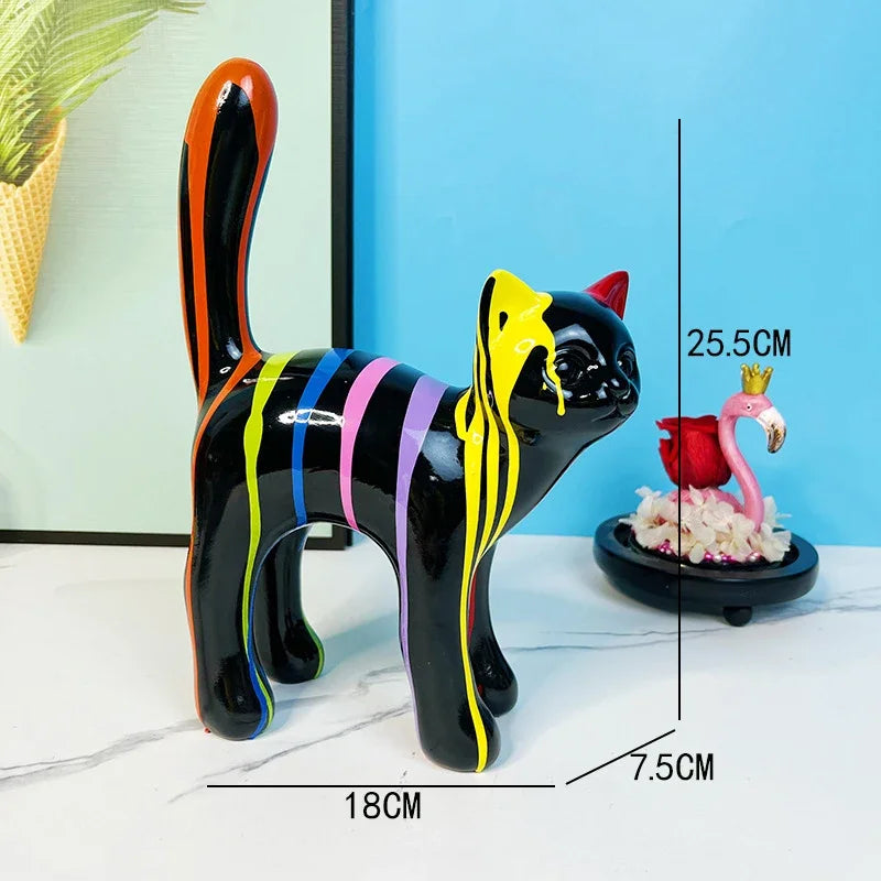 DecorBites™ Graffiti Cat Sculpture Desk Storage Statue Abstract Art Ornament Display