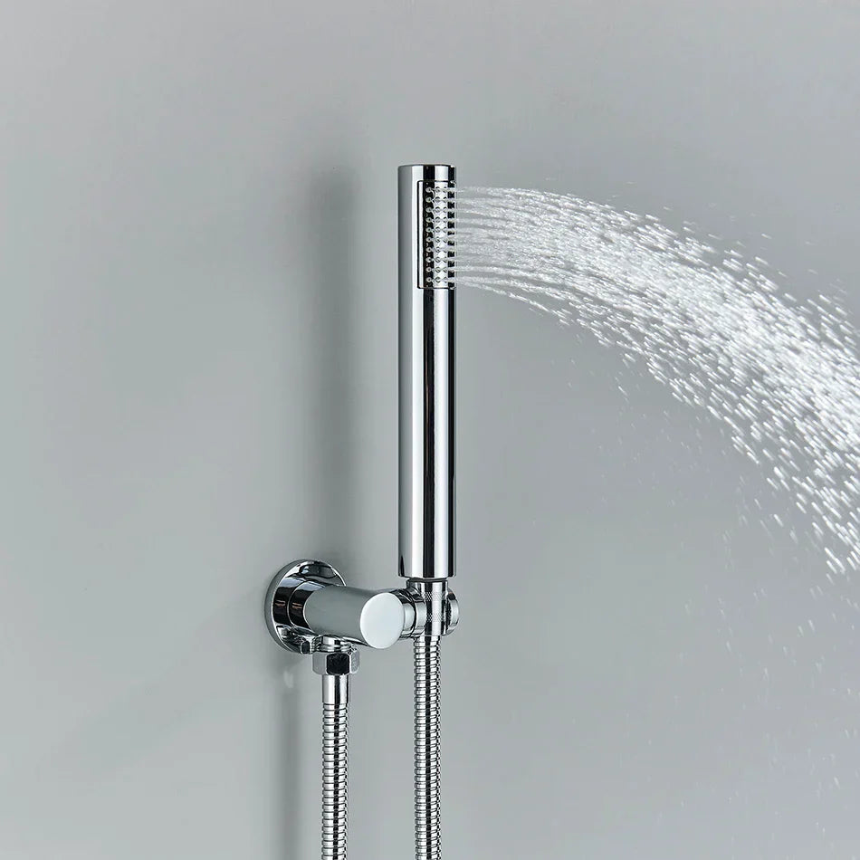 DecorBites™ Brass Shower Set with 2-Way Mixer and Handheld Spray - 8-16" Rain Shower Head