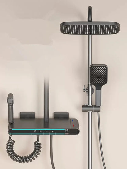 DecorBites™ Brass Shower Faucet Set with Intelligent Atmosphere Light and Pressurized System