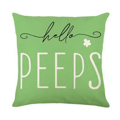 DecorBites™ Easter Bunny Rabbit Linen Cushion Cover 45x45cm - Flower Print Festival Pillowcase