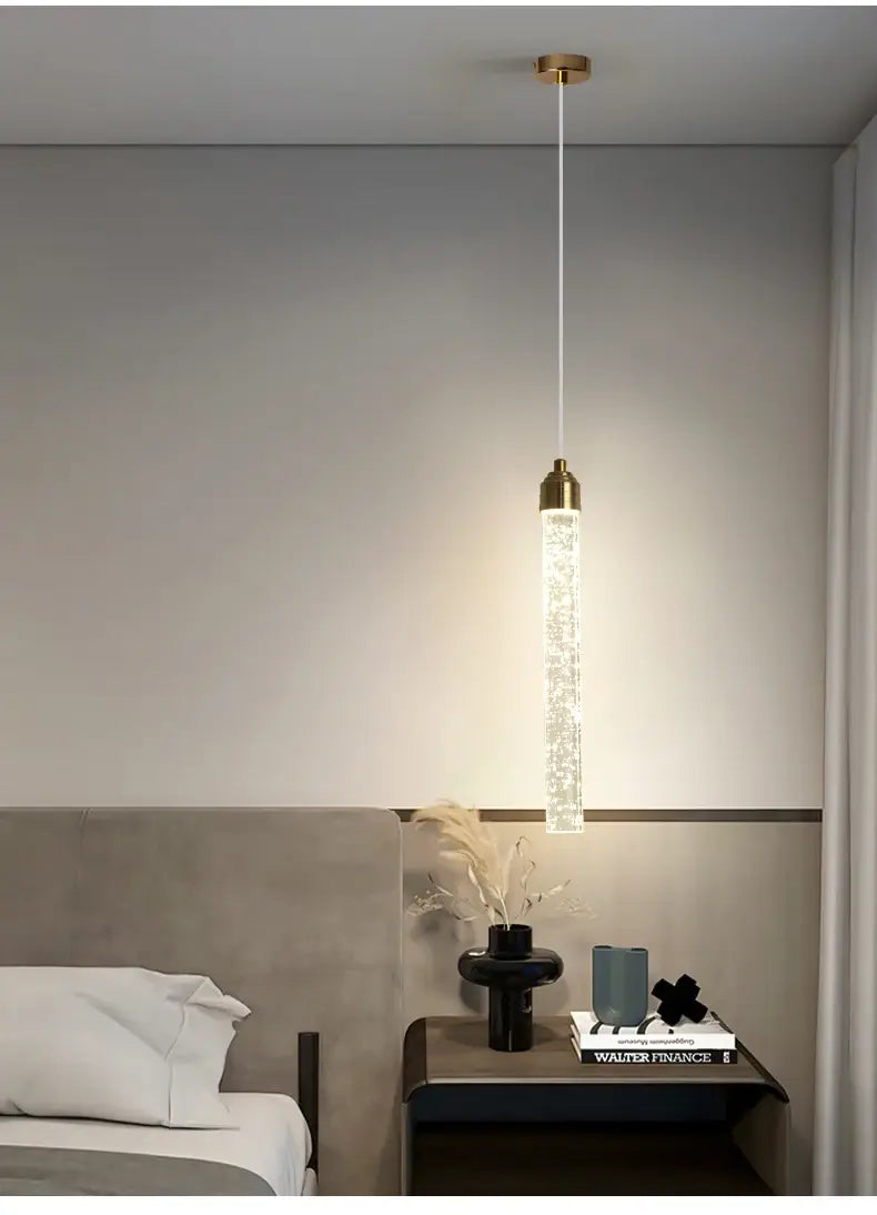 DecorBites™ Modern Crystal Pendant Light with Gold Fixtures - Home Decor