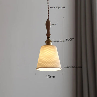 DecorBites™ Ceramic LED Pendant Light: 30CM, Home Decor, Bedroom, Living Room, Dinning, Wood & Copper Socket