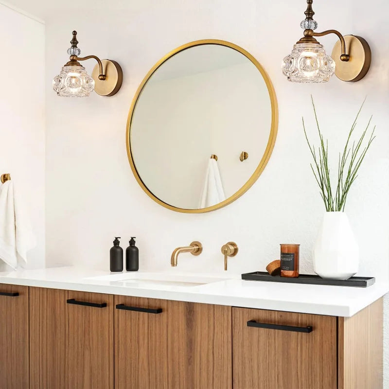 DecorBites™ Gold Crystal Wall Lamp: Luxury LED Indoor Light for Living Room, Bedroom, and Bathroom