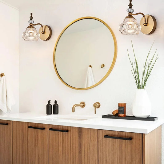 DecorBites™ Gold Crystal Wall Lamp: Luxury LED Indoor Light for Living Room, Bedroom, and Bathroom