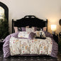 Decobites Vintage Rose Print Ruffles Bedding Set: 800TC Egyptian Cotton, Duvet Cover, Sheet, Pillowcases