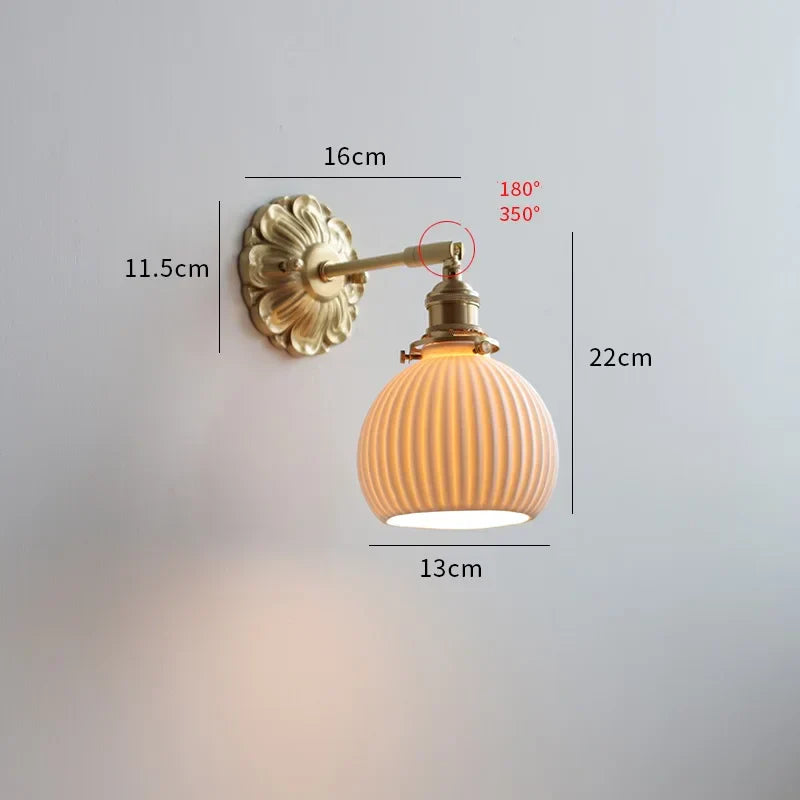 Decorbites™ Grüne Glas-LED-Wandleuchte mit Kupferbasis für Schlafzimmer und Wohnzimmer