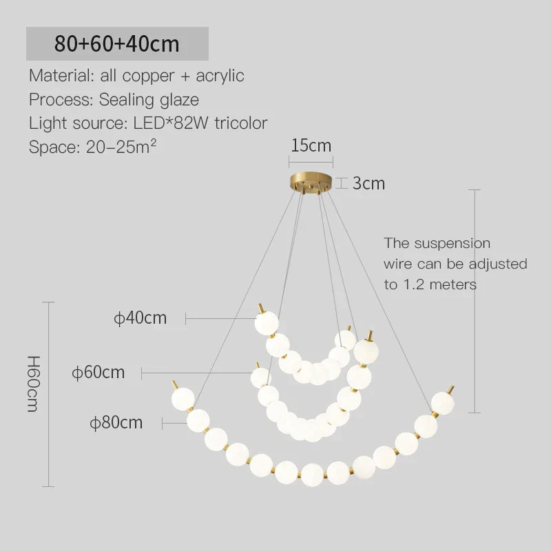 DecorBites™ Brass Full Copper Modern Chandelier Light Fixture for Stylish Living Spaces