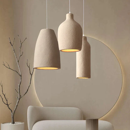 DecorBites™ LED Chandelier: Minimalist Cement Hanging Light for Bedroom and Living Room