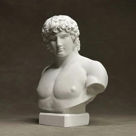 DecorBites™ Antinous Retro Plaster Sculpture - European Inspired Room Figurine
