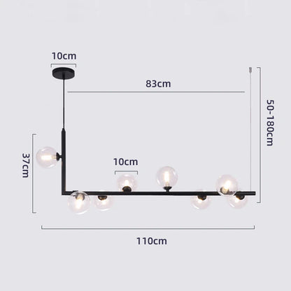 DecorBites™ Glass Black Chandelier Pendant Lamp Nordic Modern Living Room Light