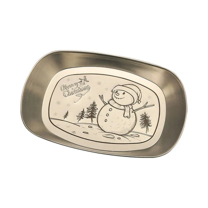 DecorBites™ Christmas Fruit Tray Santa Claus Snowman Print Decorative Plate