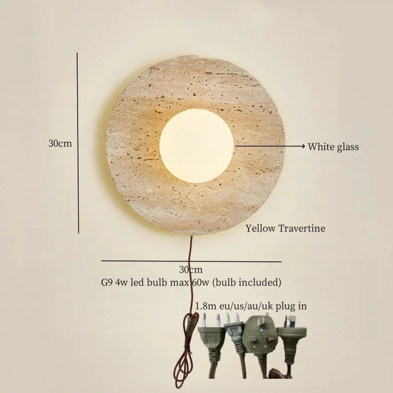 ديكوربايتس™ مصابيح حائط LED من الترافرتين الأسود لتزيين المنزل العصري ومصابيح بجانب السرير
